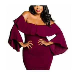 1X Plus Size Off the shoulder Bodycon Dress